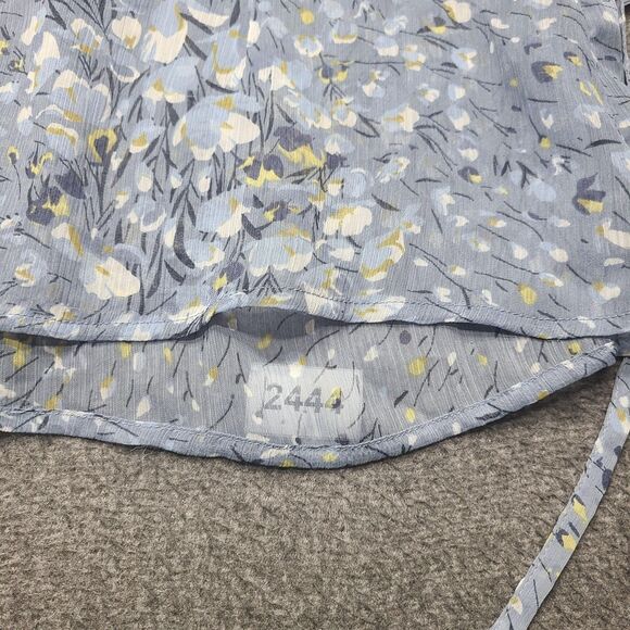 APT 9 Shirt Womens XL Blue Floral Button Front Lace Trim Sheer Blouse Top - Picture 9 of 10